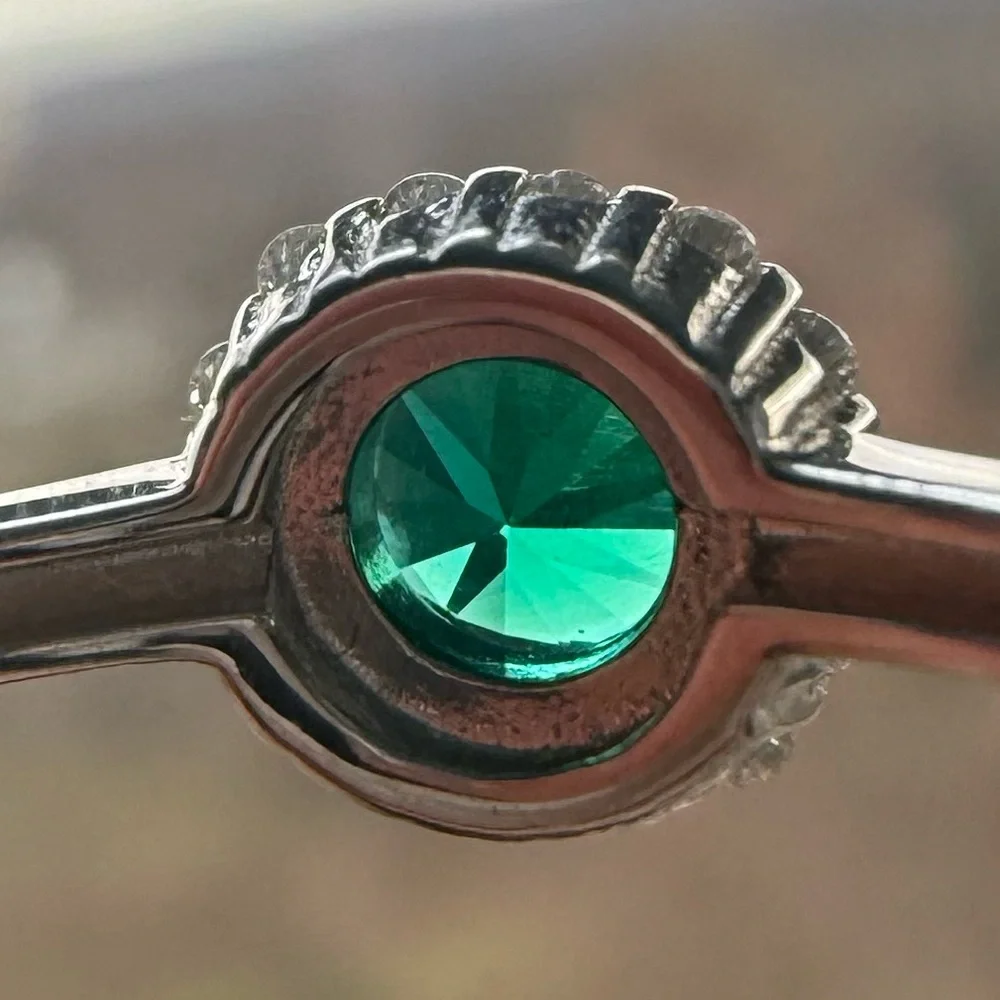 925 Emerald Moissanite Ring